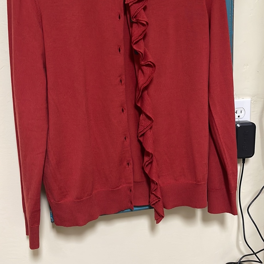 Louis Vuitton Ruffled Rust Button Down Cardigan - image 4